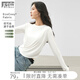 對(duì)白優(yōu)可絲軟糯褶皺長(zhǎng)袖T恤女2025秋裝新款百搭顯瘦短款打底上衣 月光白 M