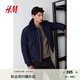 H&M男裝夾克秋季標準版型底特律時(shí)尚有領(lǐng)飛行員拉鏈外套1251882 海軍藍 180/124 XXL