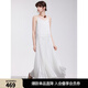 ELLE法式白色風(fēng)琴褶吊帶長(cháng)裙女2025春季新款優(yōu)雅海邊度假連衣裙 白色 L