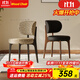 北歐實(shí)木餐椅家用新中式復古靠背椅極簡(jiǎn)中古風(fēng)酒店餐廳白蠟木椅子 酷尼彩-3/莫代爾布藝/胡桃色框架