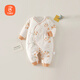 貝瑞加（Babyprints）新生兒連體衣秋冬夾棉保暖嬰兒衣服加厚哈衣初生寶寶爬服  狐貍52
