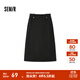 森馬（Semir）半身裙女鹽系純色長(cháng)裙優(yōu)雅顯瘦冬季顯腿長(cháng)仿呢遮胯A字裙百搭 深花灰00122 L