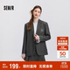 森馬西裝外套女中長款學(xué)院風(fēng)2025春寬松灰色休閑西服109125111001