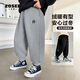 左西男童加絨褲子運動(dòng)褲2025秋冬新款兒童中大童束腳長(cháng)褲 灰色 140