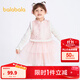 巴拉巴拉（BALABALA）女童連衣裙兒童背心裙子春秋裝寶寶新年季旗袍洋氣拜年服 白紅色調—花朝月夕00316 110