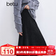 百圖betu女裝冬季新款半身裙高腰燈芯絨坑條顯瘦裙子女2411T69 黑色 M