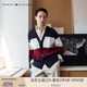 Tommy Hilfiger【拼色開衫】秋冬男女商務(wù)休閑學(xué)院慵懶V領(lǐng)寬松針織外套毛衣