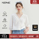 KBNE襯衫女法式蕾絲V領(lǐng)襯衣夏季新款洋氣今年流行漂亮內搭小衫女 白色 S