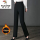 啄木鳥(niǎo)2025秋冬季新款高腰休閑女褲黑色加絨不臃腫加厚西裝褲女士直筒褲 加/絨不臃腫      長(cháng)/褲 XL 120-135斤