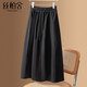絲柏舍松緊腰抽繩牛仔裙女2025秋裝新款純色水洗中長(cháng)款半身裙