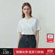 范思藍恩范思藍恩23FS11390 純棉正肩短袖t恤女秋季簡(jiǎn)約黑白純色圓領(lǐng)上衣 白色 M
