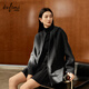 伊芙麗（eifini）【送圍巾】蔣欣代言羊毛羊絨連帽拉鏈大衣一手長(cháng)毛呢外套2025冬季 深灰 中長(cháng)款 綿羊毛山羊絨 贈送圍巾 S 90-115斤