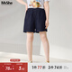 MsShe【不掉色高腰A字闊腿牛仔短褲】大碼女裝2025夏裝胖mm巨顯瘦 B款-原牛色藍線(xiàn)現貨 3XL