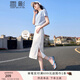 香影牛仔半身裙女2025夏裝新款顯瘦開叉中長款a字裙高腰白色裙子 白色 S