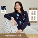 茵曼甜美立體花朵開衫毛衣2025秋女裝新款慵懶針織衫外套 藏青 M