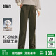 森馬（Semir）休閑褲女冬純棉燈芯絨半松緊腰打褶寬松闊腿褲工裝褲101724127004