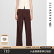 歌力思（ELLASSAY）【安心品質(zhì)】2025春夏新款簡(jiǎn)約多色捏褶顯瘦直筒闊腿休閑褲女 咖栗色 S