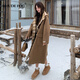 RHUDE FOG品牌女裝韓版復古雙面羊毛呢外套女2025冬季新款時(shí)尚高級感牛角扣 咖色 M