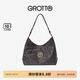GROTTO個(gè)樂(lè )經(jīng)典黑石hobo包大小號植鞣綿羊皮腋下單肩斜挎軟包禮物 烏木棕 古金L
