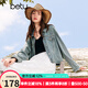 百圖betu女裝秋季新款短外套懷舊復古落肩袖牛仔外套女2408T57 牛仔色 M