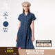 哈吉斯（HAZZYS）女裝 夏季女士【PHIZ系列】連肩收腰牛仔連衣裙女 藍(lán)色BL M (160/84A 38)
