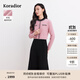 珂萊蒂爾冬季假兩件優(yōu)雅氣質(zhì)舒適羊毛連衣裙女 淡紅 L