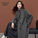 熙世界（sllsky）【挪威霧灰色大衣】可拆卸腰帶牛角扣立領(lǐng)羊毛呢外套冬季 貴族灰 M