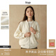 旅途原品ltyp 100%雙層全棉皺感刺繡夾克時(shí)尚寬松棒球服短外套女 杏仁米 S
