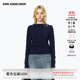 ANN ANDELMAN官方直營(yíng)早秋氛圍感穿搭三穿一字肩斜肩針織衫上衣 藏藍色 M