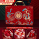 輕鑾（QINGLUAN）彩禮盒結婚聘禮盒訂婚禮金盒裝10萬(wàn)現金彩禮箱婚禮提親彩禮錢(qián)盒子 錦繡龍鳳 大號裝12-20萬(wàn) 四件套 金蔥金把禮金箱