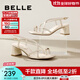 百麗（Belle）纖細交叉帶一字帶涼鞋女商場(chǎng)同粗跟涼鞋3CP30BL4 米色 36