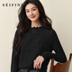 詩(shī)凡黎（‘S EIFINI）【打底王者】法式蕾絲木耳邊打底衫25冬新款含羊毛針織內搭 黑色 L