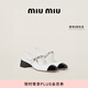 MIU MIU【禮物】繆繆女士雙色漆皮瑪麗珍高跟鞋鞋子 白色/黑色 38