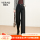 婭麗達窄版闊腿褲女2023秋冬新款褲子西裝褲小個(gè)子休閑直筒褲 黑色(A1)-小個(gè)子款 29