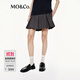 MO&Co.短裙2025秋新品高智學(xué)院風(fēng)立體工字褶中低腰半身裙MBE3SKT024 中花灰色 S
