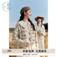 紫涵（ZIHAN）紫涵格紋鉤花針織開(kāi)衫女秋季日系設計感短款寬松毛衣外套 米底繡花 M