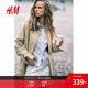 H&M女裝短外套2025秋季新款巴恩風(fēng)拼接領(lǐng)外套工裝收腰夾克1294316 淺米色 S 160/88