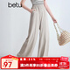 百圖betu女裝2025夏季新款休閑褲松緊腰頭山本褲闊腿褲褲子女2504T75 蕎麥色 S