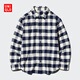 優(yōu)衣庫童裝男童女童法蘭絨格子襯衫長(cháng)袖襯衣紅色薄外套上衣482995 01 乳白色 160