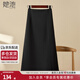 她池過(guò)膝中長(cháng)裙2025秋裝新款女裝時(shí)尚開(kāi)衩通勤高腰半身裙