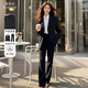 韓曼柯（HANMANKE）西裝套裝女黑色西服兩件套修身小西裝外套日常通勤面試職業(yè)正裝