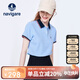 Navigare意大利小帆船女士修身輕薄短袖POLO領(lǐng)T恤上衣2325524506 藍 M 