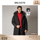 Brloote/巴魯特冬季加厚鵝絨服男中長款連帽羽絨服真毛領保暖外套 黑色 180/100A