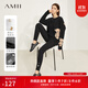 AMII女裝2025冬季新款極簡(jiǎn)小熊系列內加絨打底褲修身保暖彈力 黑色 L 165/72A