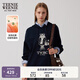 Teenie Weenie【發(fā)熱抑菌】小熊女裝春季簡(jiǎn)約休閑時(shí)尚通勤連帽衛衣 藏青色 M (165)