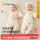 童泰0-6個(gè)月嬰兒連體衣秋冬薄棉初生寶寶衣服新生兒蝴蝶哈衣2件裝 卡其 52cm