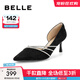 百麗（Belle）閃鉆條帶高跟鞋女商場(chǎng)同款高跟單鞋A9L1DBK4 黑色 38 (240mm)