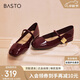 百思圖【喬欣同款】莫奈花園法式瑪麗珍M3173AQ5紅色 36