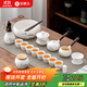 金鑲玉功夫茶具套裝陶羊脂玉白瓷泡茶壺杯辦公送人禮品盒高端 江上觀(guān)景