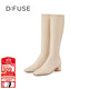 迪芙斯（D:FUSE）【店長(cháng)力推】新款冬季新款長(cháng)靴女方頭彈力瘦瘦靴及膝靴長(cháng)筒靴女 溫柔米白（主推款長(cháng)靴） 37